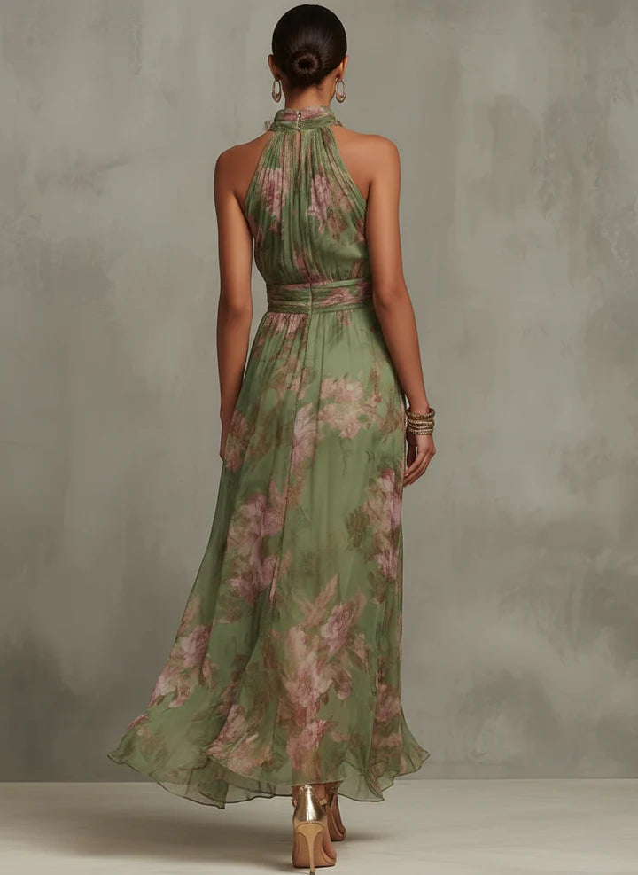 Lidia - Elegante vestido largo con estampado floral
