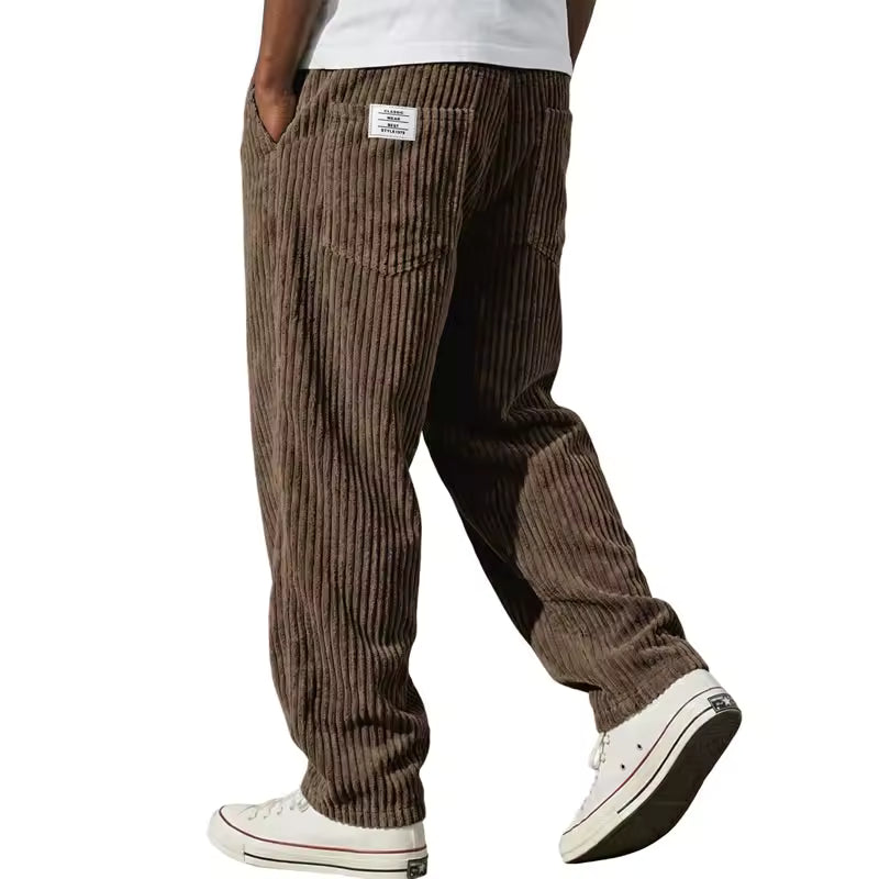 Pantalones de pana para hombre con cintura elástica