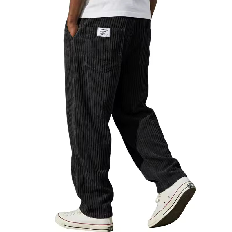 Pantalones de pana para hombre con cintura elástica