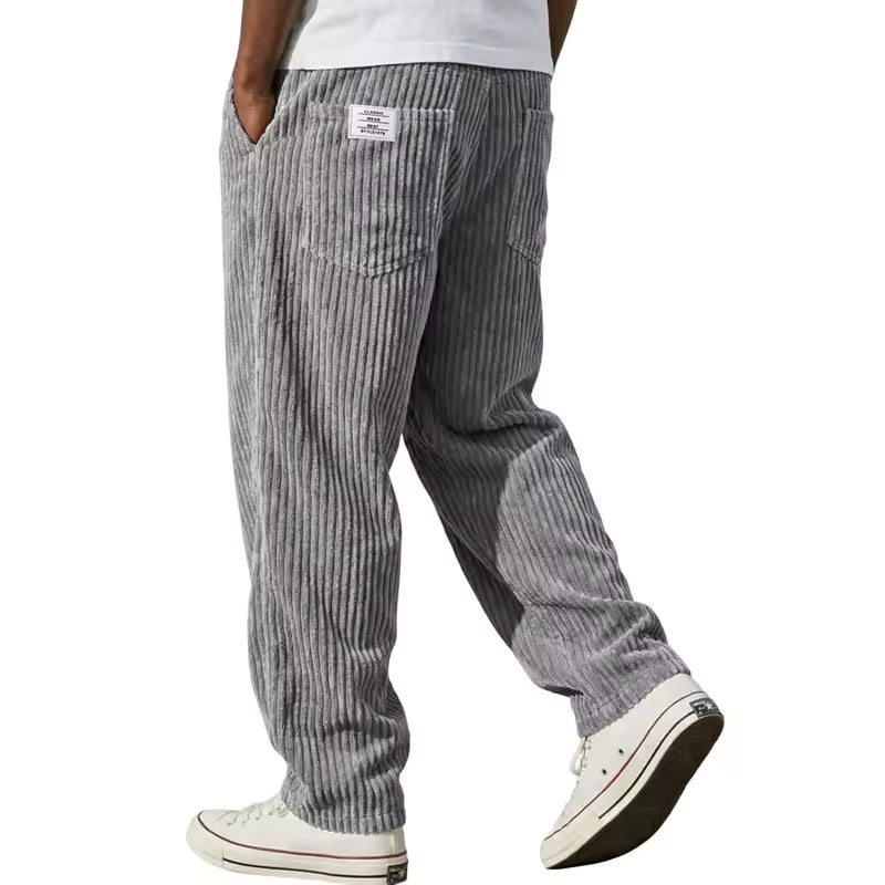 Pantalones de pana para hombre con cintura elástica