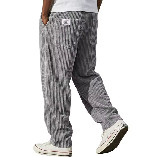 Pantalones de pana para hombre con cintura elástica