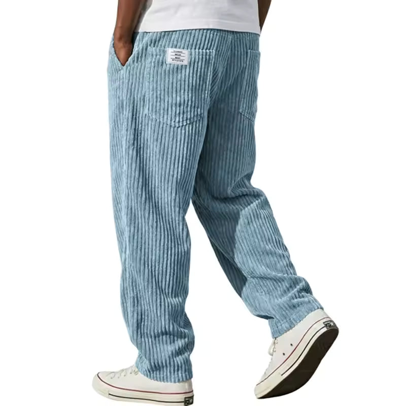 Pantalones de pana para hombre con cintura elástica