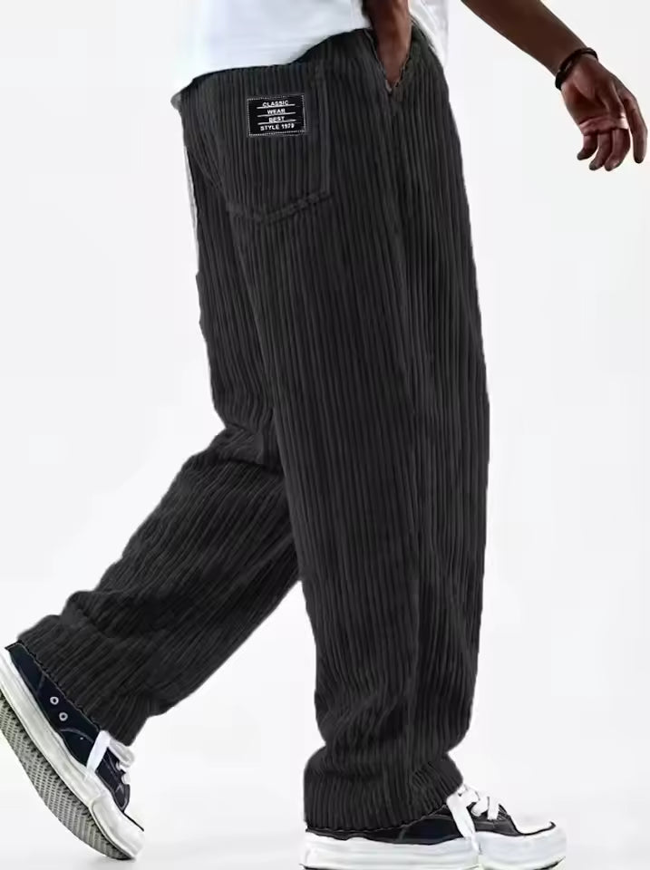 Pantalones de pana para hombre con cintura elástica